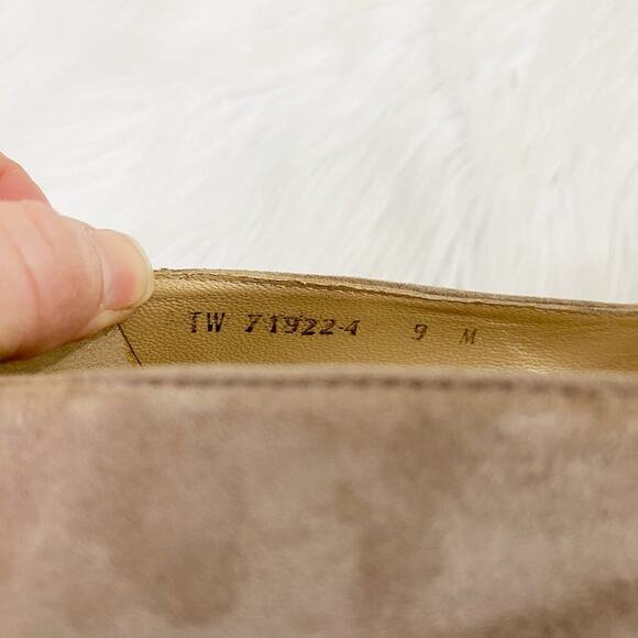 Stuart Weitzman Tan Suede Closed Toe Cork Wedges Women's Size 9 Made in Spain - Picture 9 of 10
